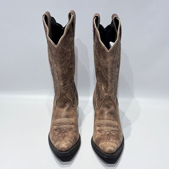 NWOB Rockin' Country Brown Leather Cowgirl Western Boots Snip Toe Women Size 7M - Picture 4 of 16